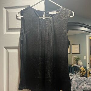 Calvin Klein Black and Gold Sleeveless Blouse
